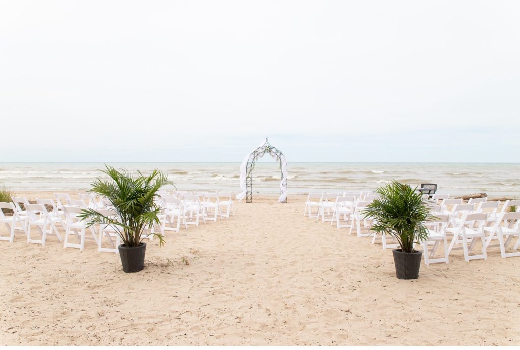 beach wedding ceremony at a Grand Bend wedding