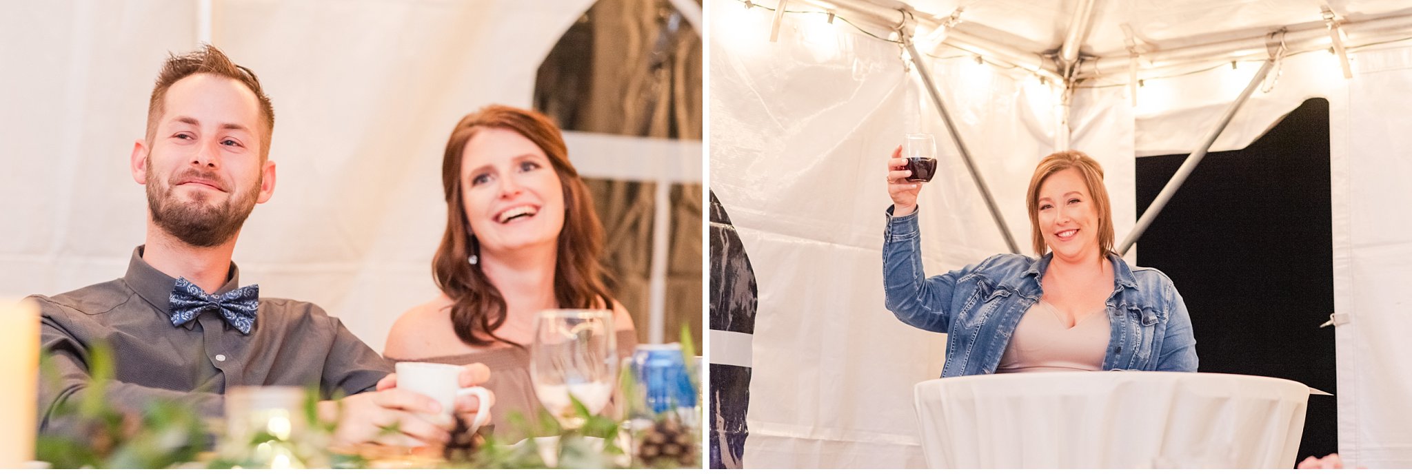 guests laugh during a bridesmaid speech