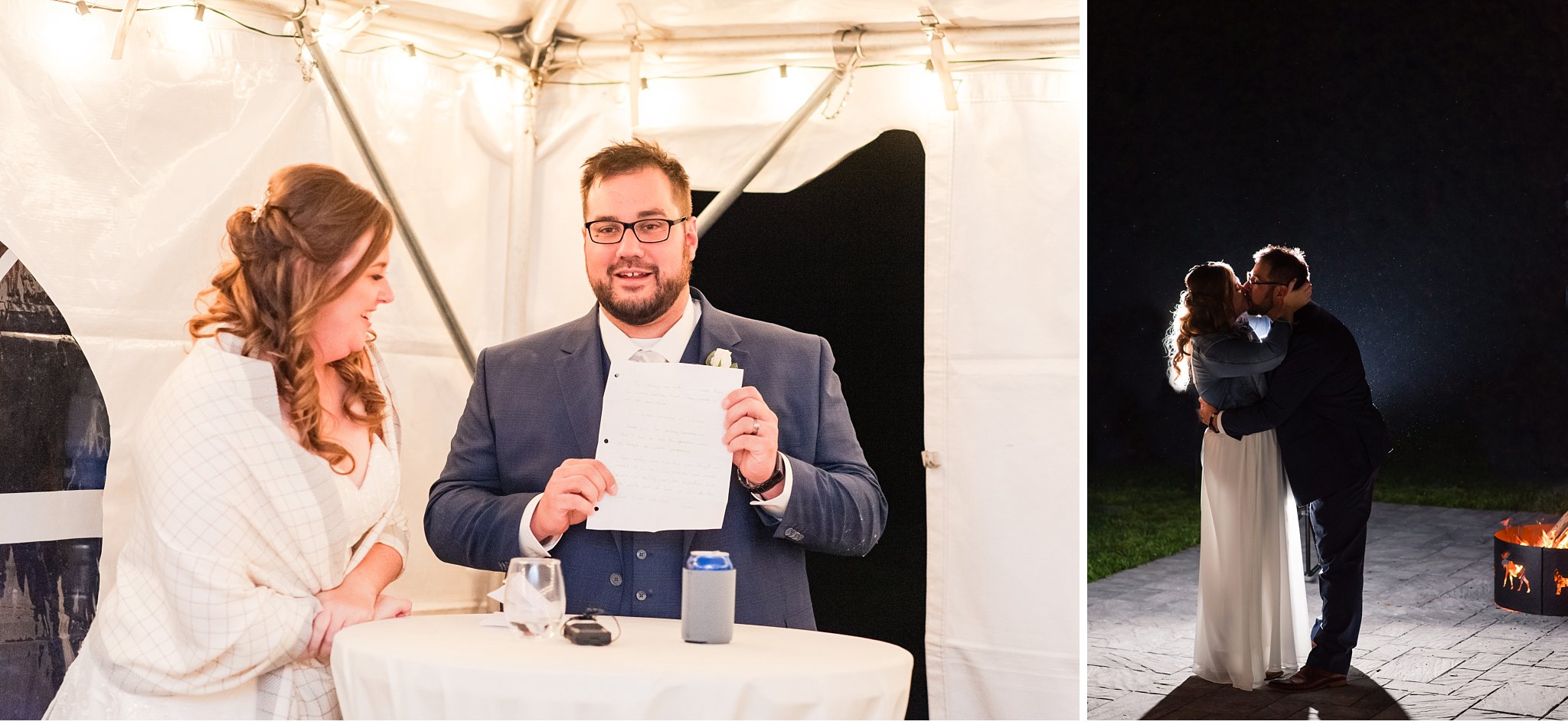 bride and groom speech and night photo