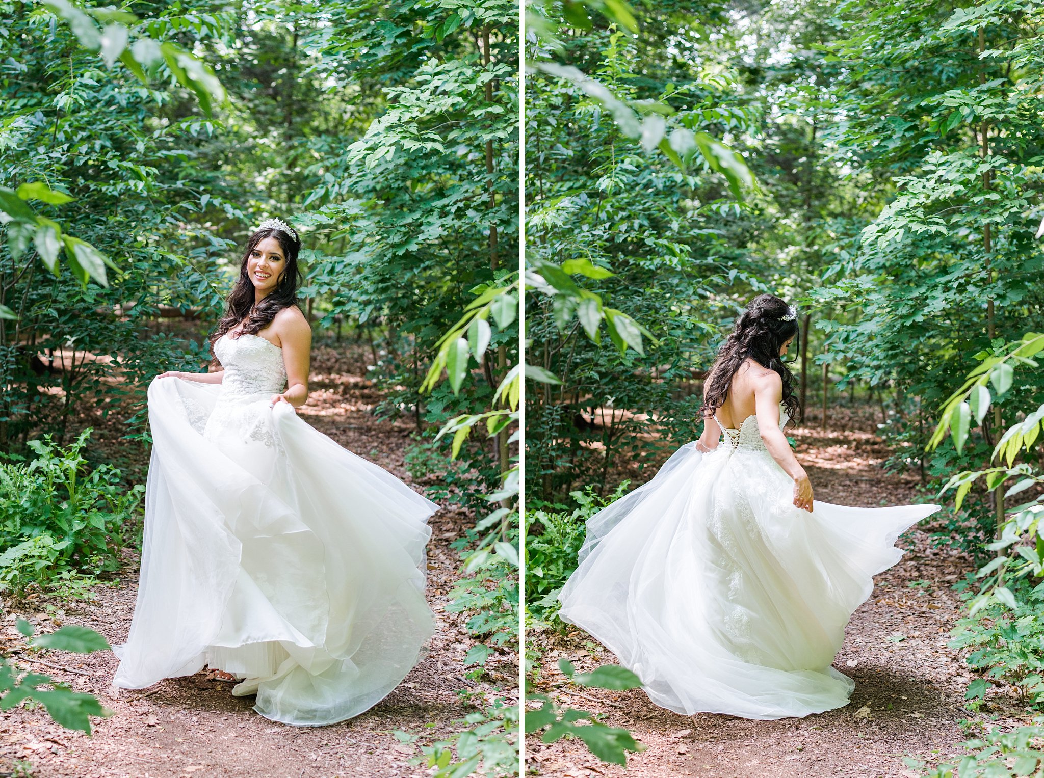 a bride twirls in her dress