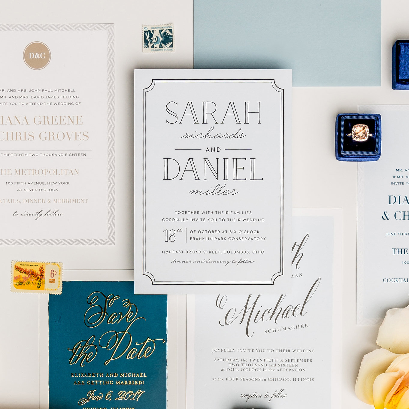 a white and navy blue invitation suite wedding invitations online