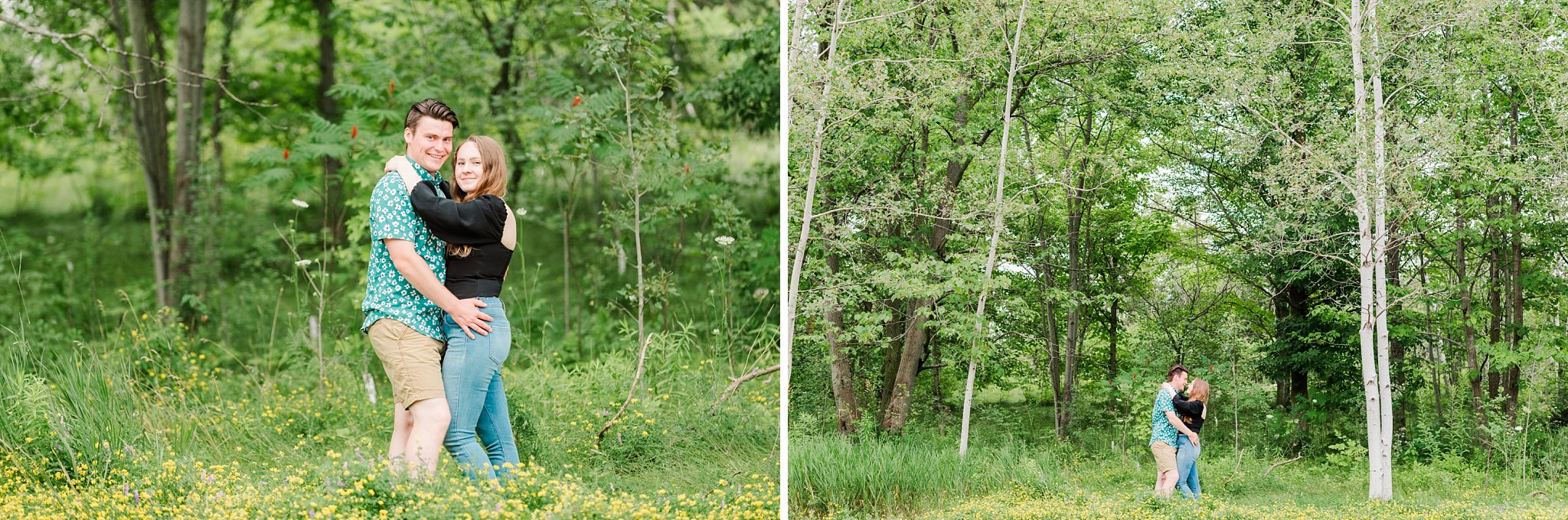 a couple kisses within the trees of guelph arboretum