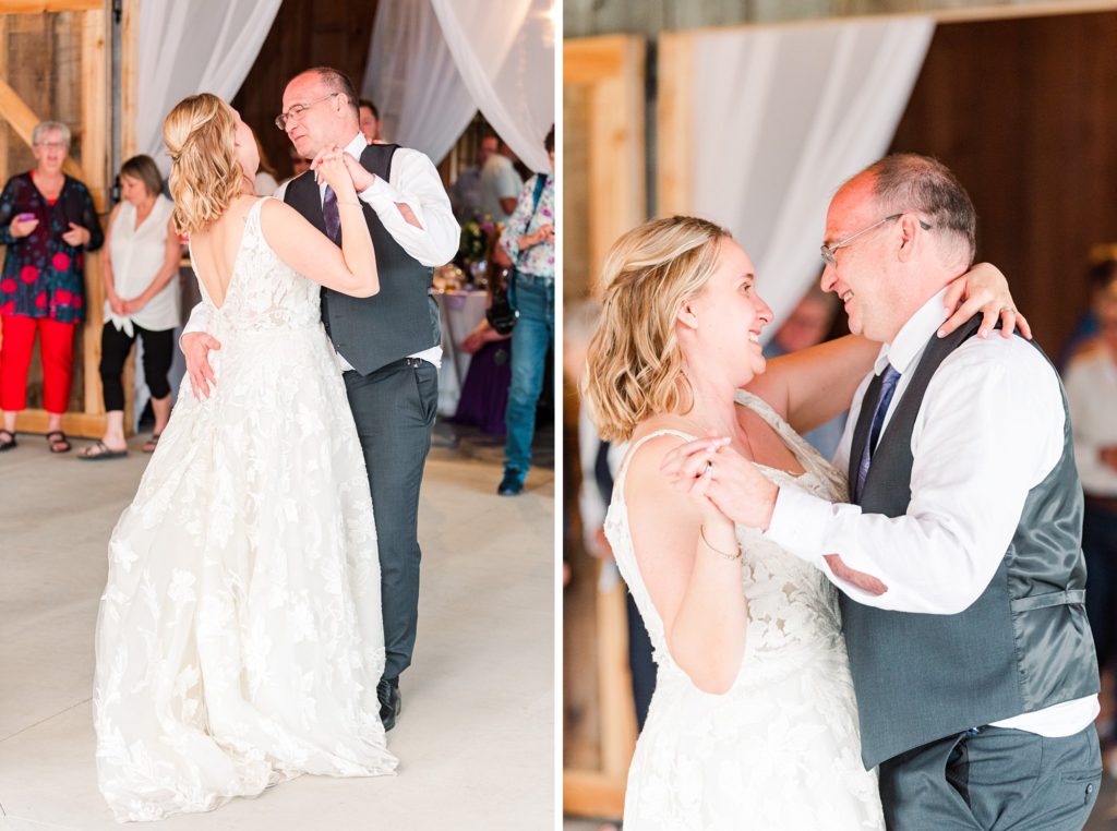 newlyweds laugh together during their first dance